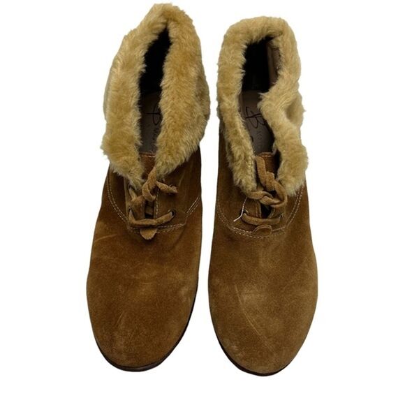 B MAKOWSKY Wedge Suede BF NELLIE Ankle Booties Real Leather Shoes Sherpa sz 10 W - Picture 3 of 16